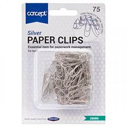 Concept 28mm Silver Paper Clips Pack of 75 - Classic Design on Productcaster.