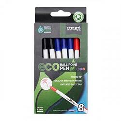 Concept Green Eco Ballpoint Pens 0.8mm Assorted Colours Pack of 8 on Productcaster.