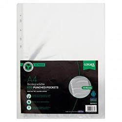 Concept Green A4 Biodegradable Punched Pockets Pack of 25 - Eco Document Holder on Productcaster.