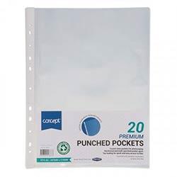 Concept A4 Punched Pockets Pack of 20 - Durable Sheet Protectors on Productcaster.