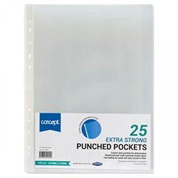 Concept A4 Extra Strong Punched Pockets Pack of 25 - Heavy-Duty Sheet Protectors on Productcaster.