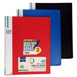 Concept A4 40-Pocket Display Books Pack of 3 - Bold Design, Assorted Colours on Productcaster.