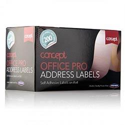 Concept Self-Adhesive White Address Labels Roll of 200 - Easy to Use & Durable on Productcaster.