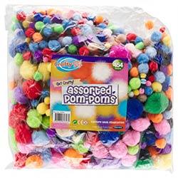 Crafty Bitz Bag Assorted Colour Pom Poms 454g - Perfect for DIY Projects on Productcaster.