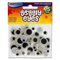 Crafty Bitz Self-Adhesive Goggly Eyes Pack of 75 - Assorted Colours & Sizes on Productcaster.