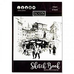 Icon A3 Hardcover Sketch Book 135gsm 64 Sheets - High-Quality Paper on Productcaster.