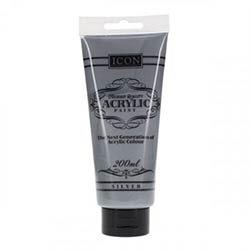 Icon Highest Quality Acrylic Paint 200ml - Silver - Unique Finish on Productcaster.