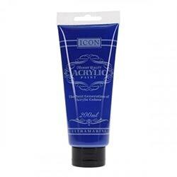 Icon Highest Quality Acrylic Paint 200ml - Ultramarine Blue - Vivid Colour on Productcaster.