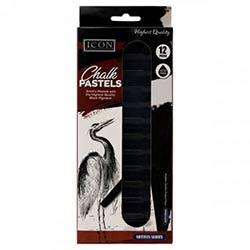 Icon Chalk Pastels Highest Quality Pigment - Black Box of 12 - Great For Artists on Productcaster.