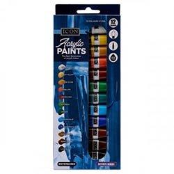 Icon Acrylic Paints 12ml Box of 12 - Perfect For Beginners on Productcaster.