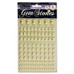 Icon Craft Self Adhesive Pearl Gem Stones Pack of 120 - For Elegant Crafts on Productcaster.