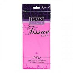 Icon Craft 500X700mm Hot Pink Tissue Paper Pack of 5 - For Vibrant Crafts on Productcaster.