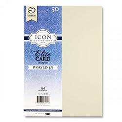 Icon Occasions A4 Linen Card 300gsm Ivory Pack of 50 - For Elegant Designs on Productcaster.