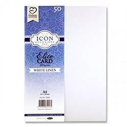 Icon Occasions A4 Linen Card 300gsm White Pack of 50 - For Versatile Use on Productcaster.