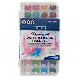 Icon Pearlescent Watercolour Art Set 36 Pieces - Vibrant Colors for Stunning Art on Productcaster.