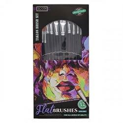 Icon Taklon Flat Brush Set Pack of 12 - Versatile Brushes for Any Medium on Productcaster.