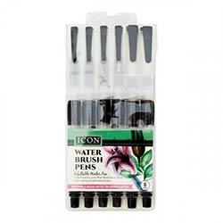 Icon Water Brush Pen Set Pack of 6 - Perfect for Watercolor Techniques on Productcaster.