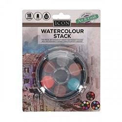 Icon Watercolour Stack Travel Pack of 18 Colours - Perfect for Artists on the Move on Productcaster.