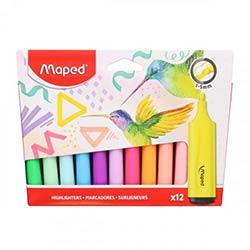 Maped Pack of 12 Highlighters - Assorted Colours - Essential for Study and Revision on Productcaster.