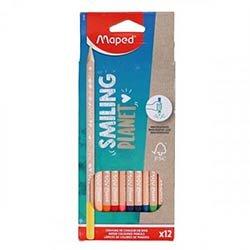 Maped Pack of 12 Smiling Planet Colouring Pencils - Eco-Friendly Art Supplies for Kids on Productcaster.