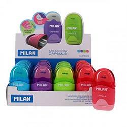 Milan Capsule Sharpener and Eraser Assorted Colours - Compact and Convenient on Productcaster.