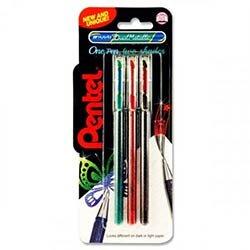 Pentel K110 Hybrid Dual Metallic Gel Pen Green Pink Red Pack of 3 - Vibrant Art Supplies on Productcaster.