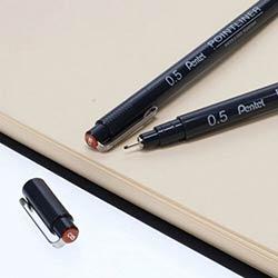 Pentel Pointliner Pen 0.5mm Sanguine - Add a Unique Touch to Your Sketches with Warm Tones on Productcaster.