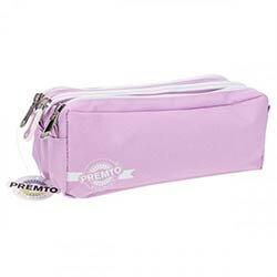 Premto Pastel Pencil Case 3 Pocket Wild Orchid - Durable and Spacious for School or Office on Productcaster.