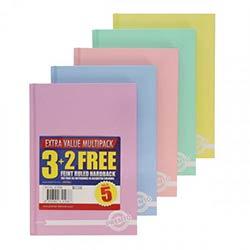 Premier A5 Pastel Hardcover Notebook 160 Pages 5 Pack - Perfect for Note-Taking on Productcaster.