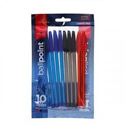 Proscribe Ballpoint Pens Assorted Colours Pack of 10 - Smooth Writing and Reliable Performance on Productcaster.