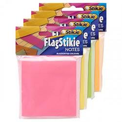 Stik-Ie Square Flag Sticky Notes - Neon, Assorted Colours - Bright Page Markers on Productcaster.