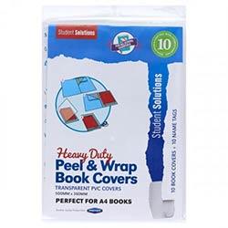 Student Solutions Pack of 10 A4 Heavy Duty Peel & Wrap Transparent Book Covers on Productcaster.