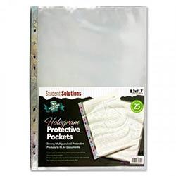 Student Solutions A4 Protective Pockets Holographic Spine Pack of 25 - Add a Touch of Flair to Your Organization on Productcaster.