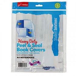 Student Solutions A4 Heavy Duty Peel & Seal Book Covers Pack of 5 - Easy Application for Book Protection on Productcaster.