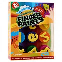 World of Colour Finger Paints with Numbered Stamps Box of 12x10ml - Fun and Creative Art Set on Productcaster.