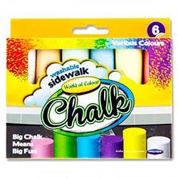 World Of Colour Box of 6 Jumbo Sidewalk Chalk - Coloured - Bright & Durable for Outdoor Fun on Productcaster.