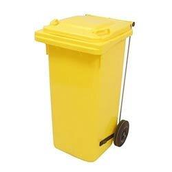 Pedal operated wheelie bins,120L Yellow on Productcaster.