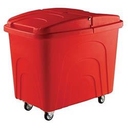 Slingsby robust rim tapered plastic container trucks, with lids, red castors in corner pattern on Productcaster.