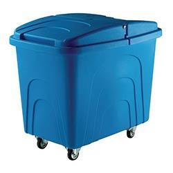 Slingsby robust rim tapered plastic container trucks, with lids, blue castors in corner pattern on Productcaster.