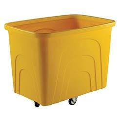 Slingsby robust rim tapered plastic container trucks, yellow castors in diamond pattern on Productcaster.