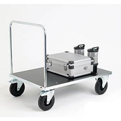 Konga heavy duty zinc plated platform truck, with single bar handle on Productcaster.