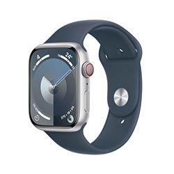 Apple Watch Series 9 GPS + Cellular 45mm Silver Aluminium Case w/ Storm Blue Sport Band - M/L on Productcaster.