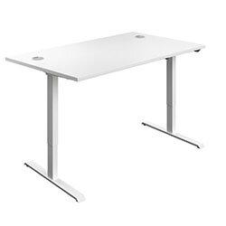 Height Adjustable Sit Stand Office Desk W1200xD800 White Top White Frame Electro Elevate Desk on Productcaster.