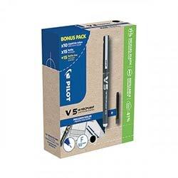 Pilot Hi-Tecpoint V5 Liquid Ink Rollerball Pen Black 10 Pens + 30 Refills (Pack of 40) 3131910556237 on Productcaster.