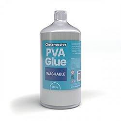 Classmaster White Washable Blue Label PVA Glue 1L Bottle with Screw Cap PVA1000BU on Productcaster.