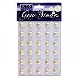 Icon Craft Self-Adhesive Gem Stones Pack 30 - 14mm Pearl White on Productcaster.