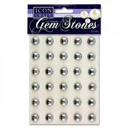 Icon Craft Self-Adhesive Gem Stones Pack 30 - 14mm Pearl Silver on Productcaster.