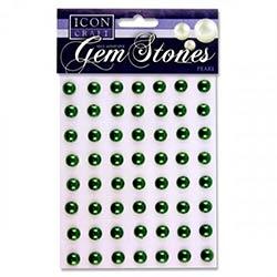 Icon Craft Pack of 56 Self Adhesive Gem Stones 10mm - Pearl Green - Pearl Green Self-Adhesive Gem Stones for Crafts on Productcaster.