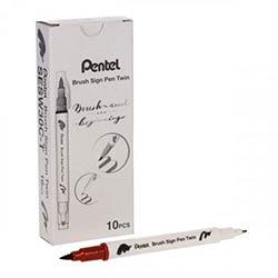 Pentel Brush Sign Pen Twin Tip Brown - Versatile Brown Brush Pen for Art and Crafts on Productcaster.