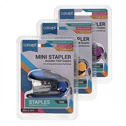 Concept 26/6 Mini Stapler & Staples Set Assorted Handy for Office Use on Productcaster.